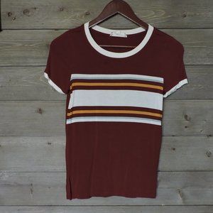 Pink Rose | Striped Shirt | Maroon